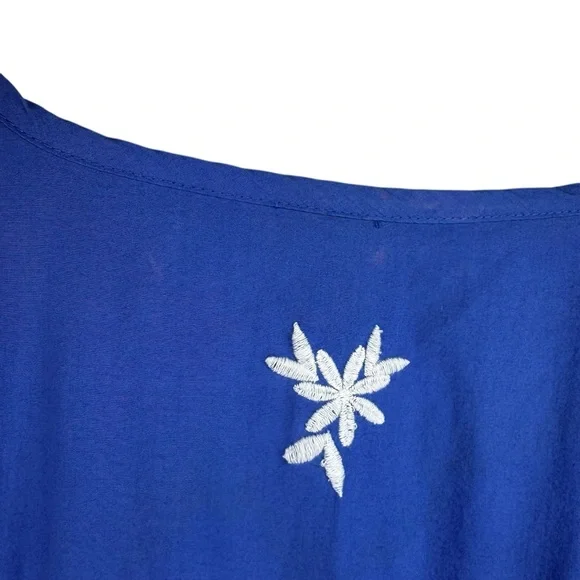 Anthropologie Somerset Embroidered Maxi Tiered Dress Blue White 1X Eyelet - Picture 15 of 15